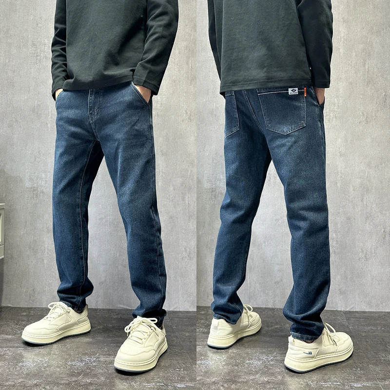 高级感显瘦牛仔裤男款修身小脚窄版直筒裤子潮牌潮流痞帅显高长裤