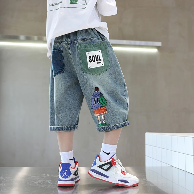男童牛仔短裤2025夏季新款儿童中裤中童薄款七分裤牛仔裤男童短裤