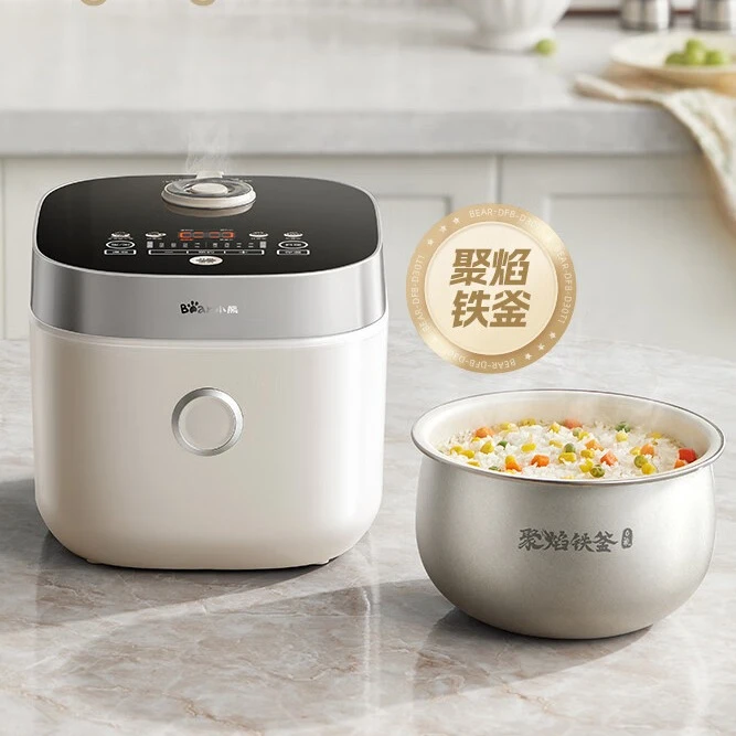 小熊电饭煲3L拾光灰DFB-D30T1电饭锅 微压珐琅元釜柴火饭杂粮上下