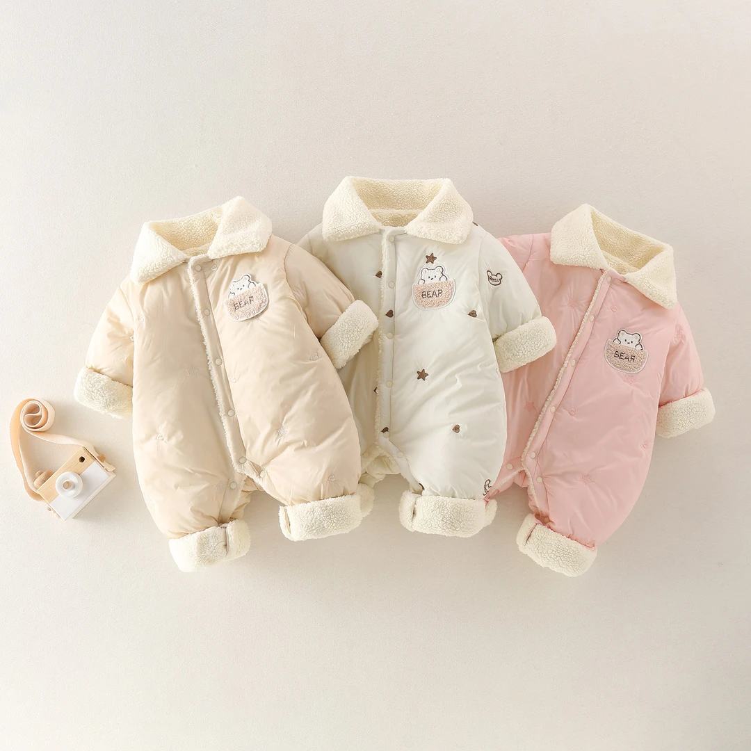 【加绒加棉】男女通用休闲风冬季爬服哈衣女宝洋气新生儿婴儿