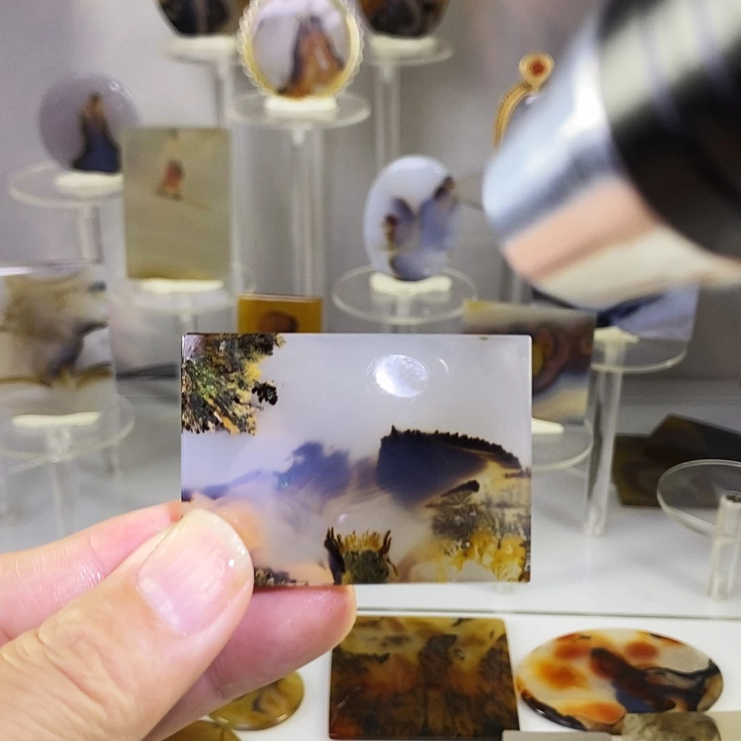 合成碳硅石非金属时尚图纹画面石饰品