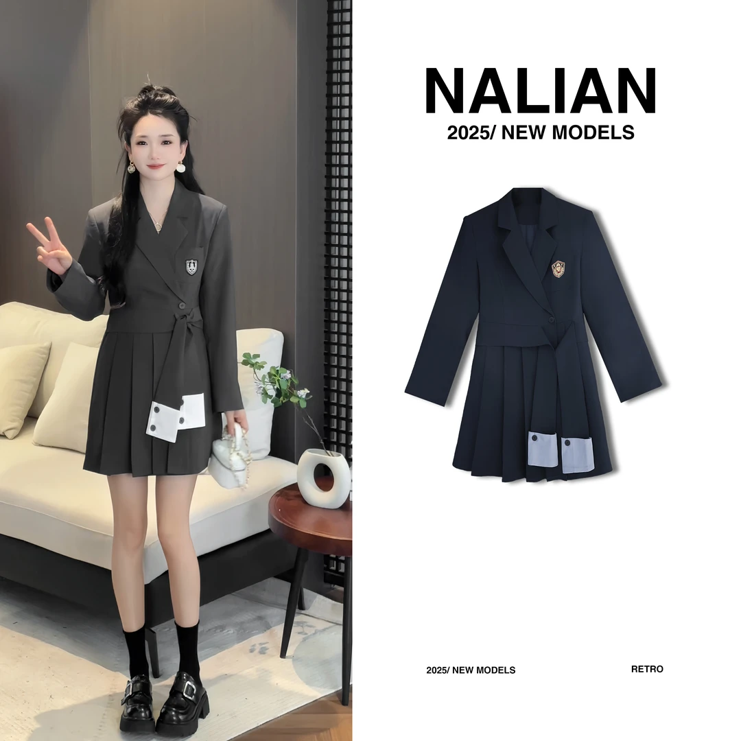 拿恋JGCFQ82530＃韩系减龄西服连衣裙82530显瘦气质小个子高腰时尚