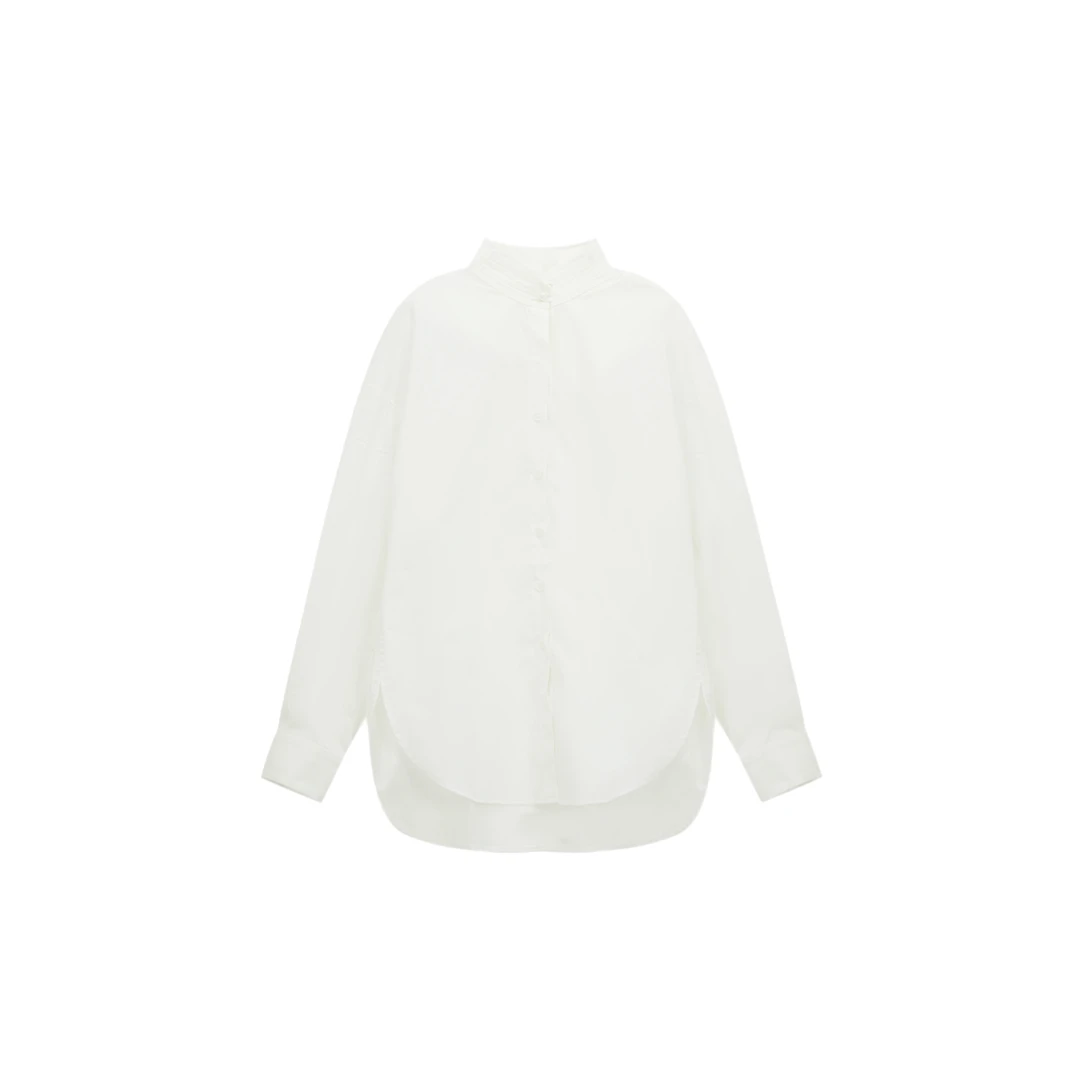 【九妹极简】100匹马棉国风新中式清冷白衬衫1SDMW1260