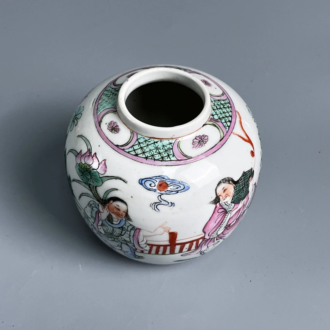 民国粉彩和合二仙小罐-M2XGK002988