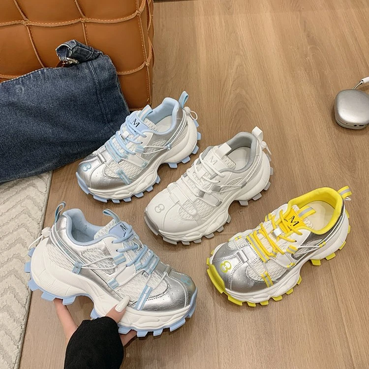 欧货防滑厚底老爹鞋女2025夏季新款时髦百搭显瘦轻便透气运动鞋潮