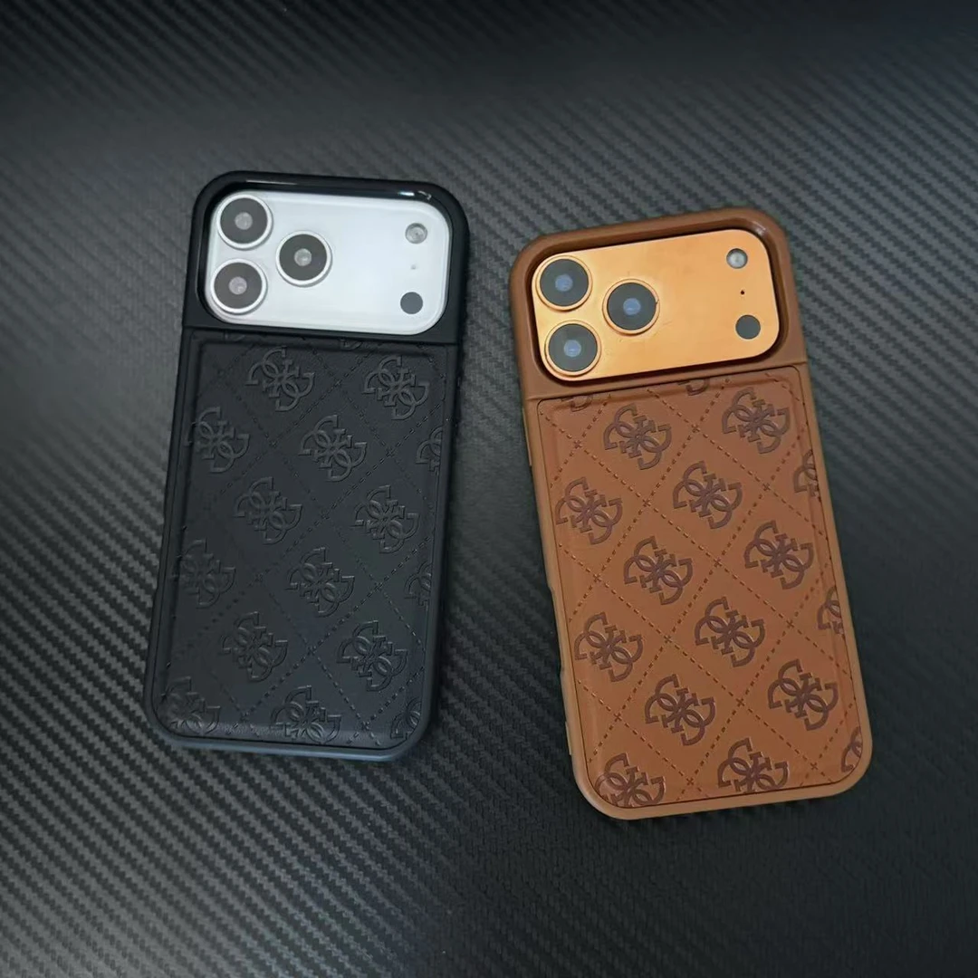 皮质压花ges适用苹果17promax手机壳iPhone16潮牌15/14/13高级