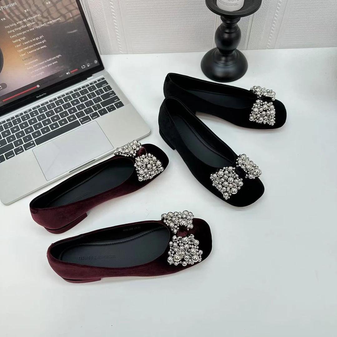 2025春季新款百搭平底法式方头时尚女款单鞋 8898