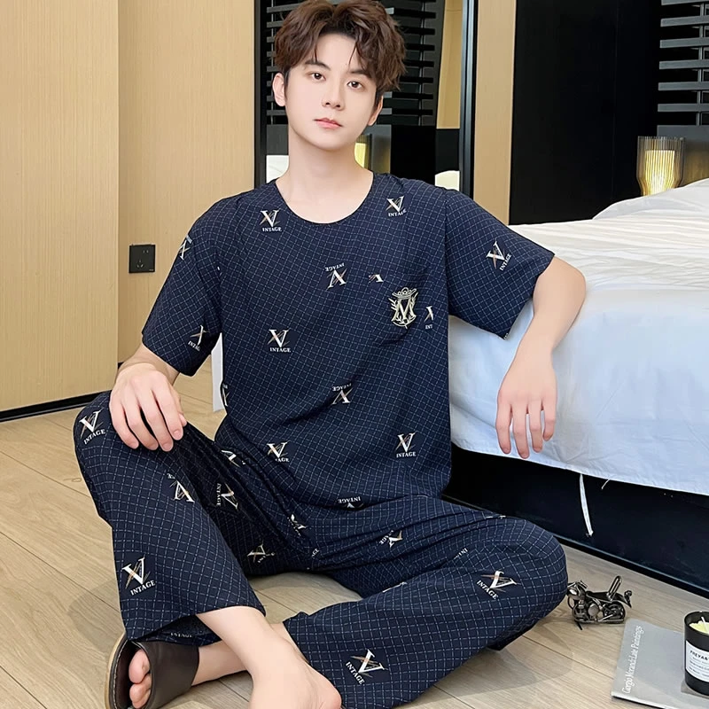 棉绸睡衣男士夏季薄款绵绸短袖2025新款休闲加大码人造棉穿家居服