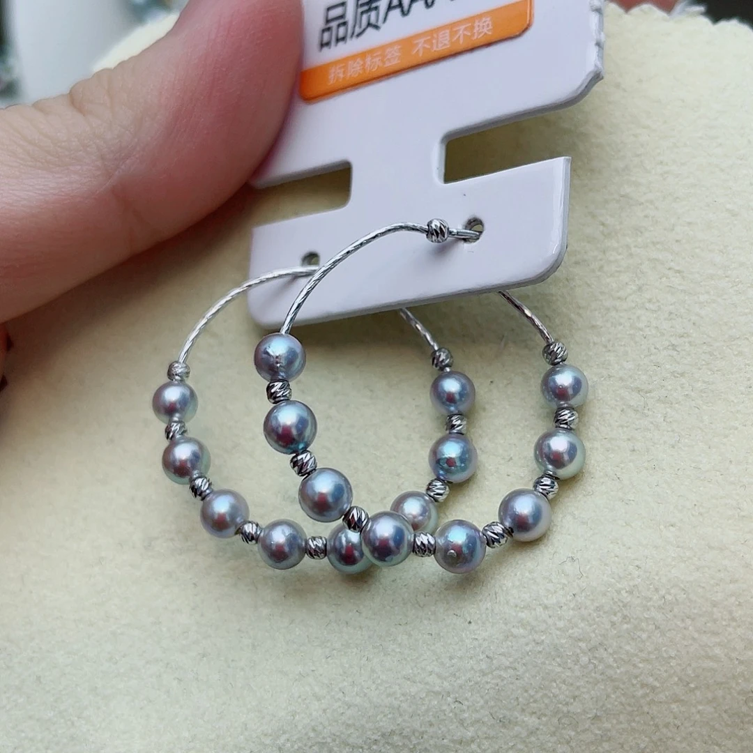 银S925镶嵌耳饰海水珍珠w54