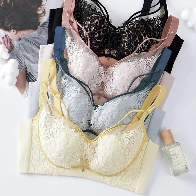 372【新疆包邮】超薄贝壳C杯红豆杉温感无骨性感蕾丝薄款文胸调整型