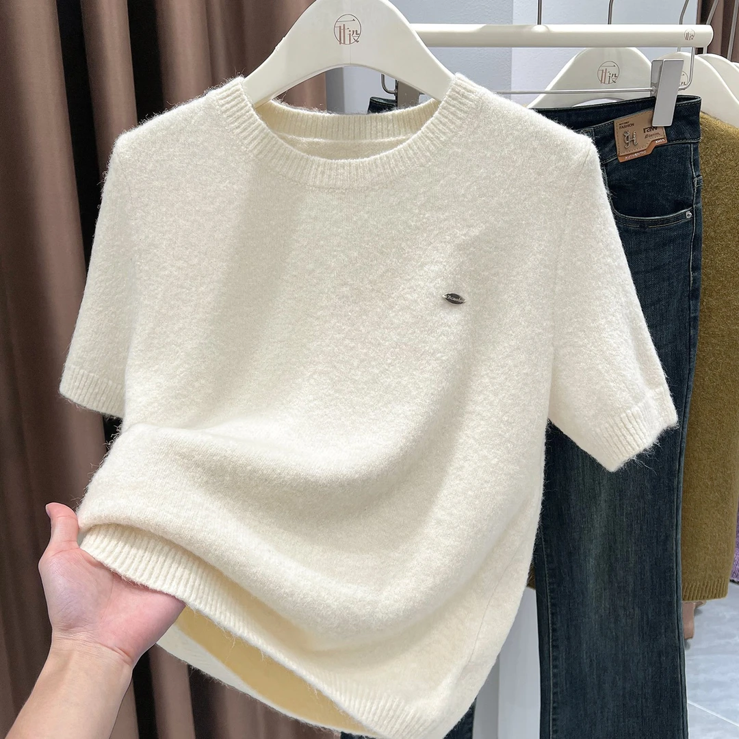 韩系圆领软糯针织衫休闲保暖女秋冬流行叠穿外塔设计百塔宽松上衣