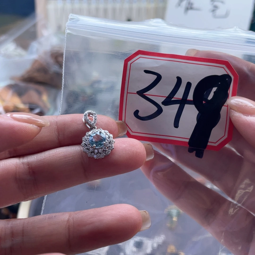 银S925镶嵌岫玉吊坠吊坠