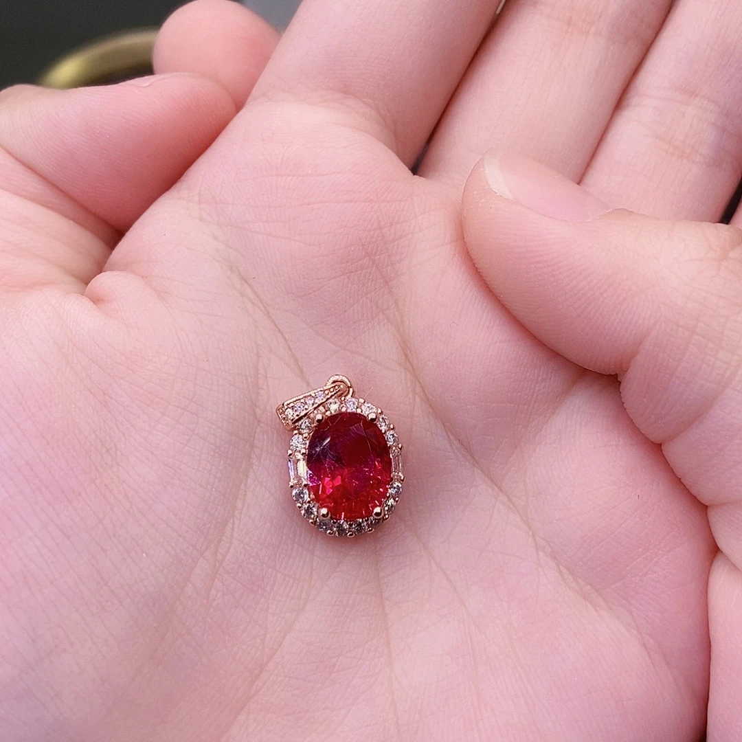 银S925镶嵌吊坠(赠链)红宝石