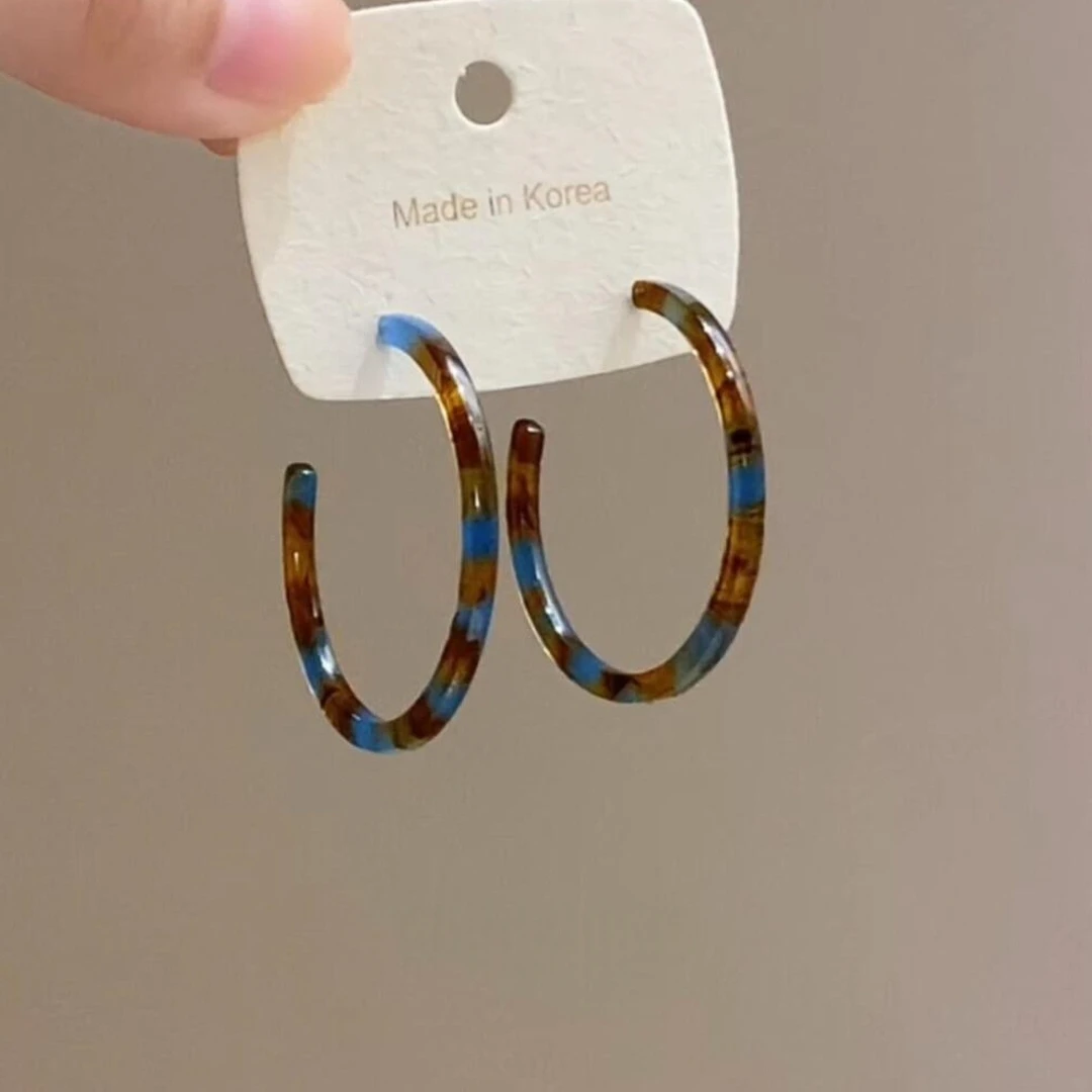 卡柒 非金属树脂耳饰 复古美拉德撞色耳环轻奢气质高级感秋冬耳饰