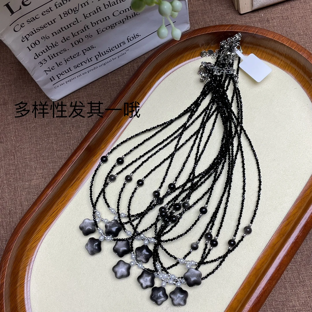 •天然银耀石可爱星星百搭锁骨项链A310 多样性发其一哦