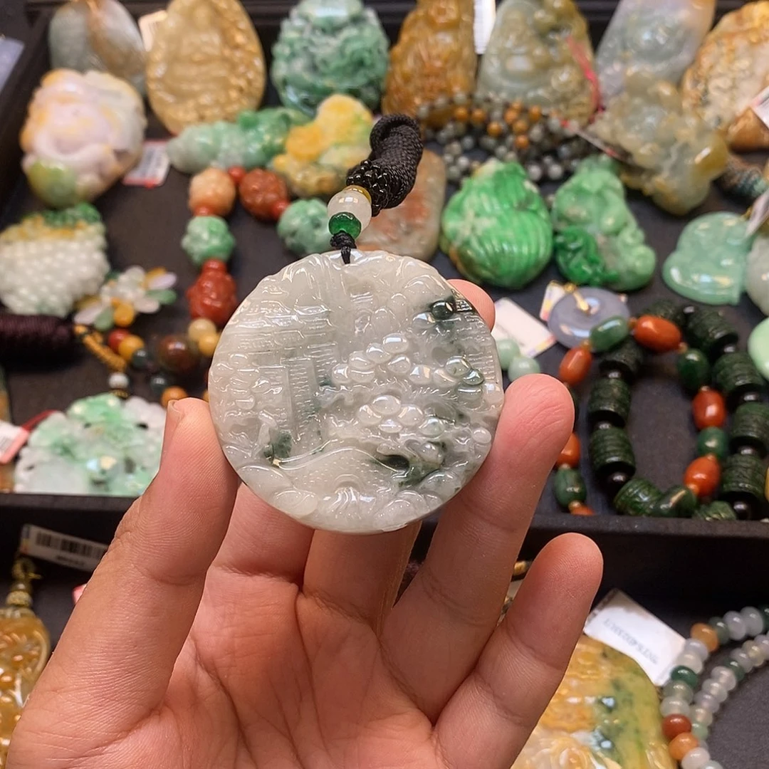 翡翠未镶嵌颈饰山水山水山水山水