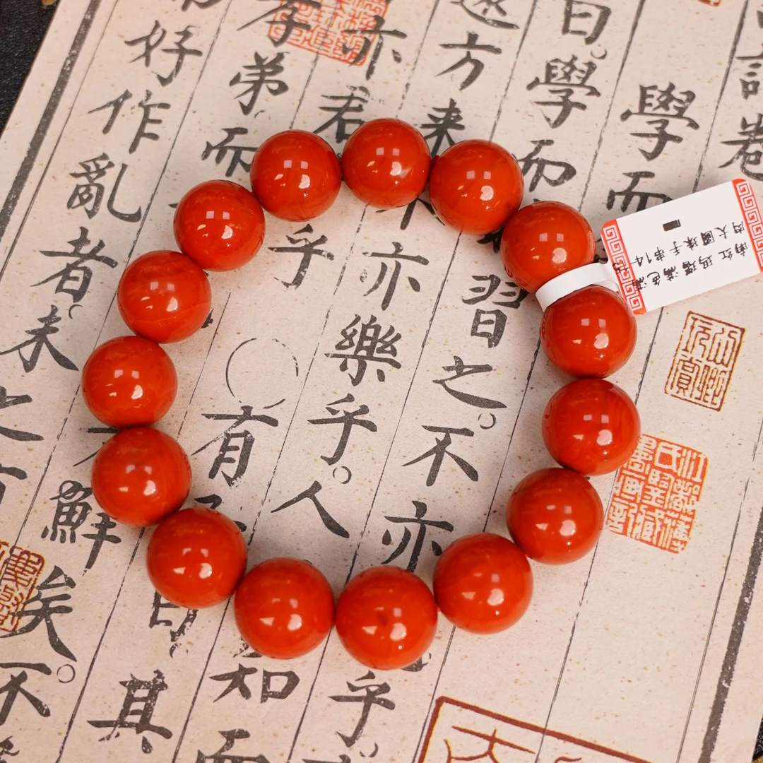 SNH10011南红玛瑙满色满肉大圆珠手串