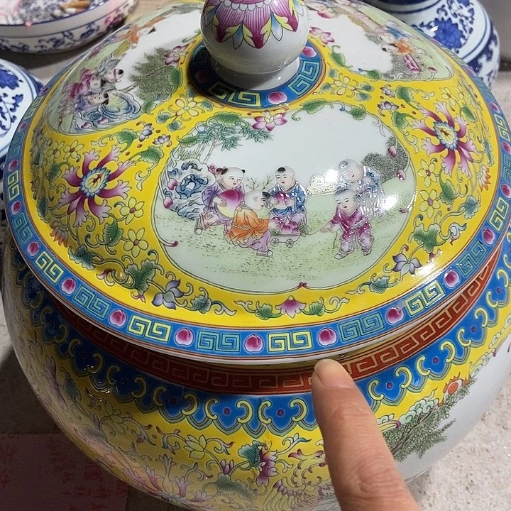 罐有**好景德镇陶瓷黄色罐