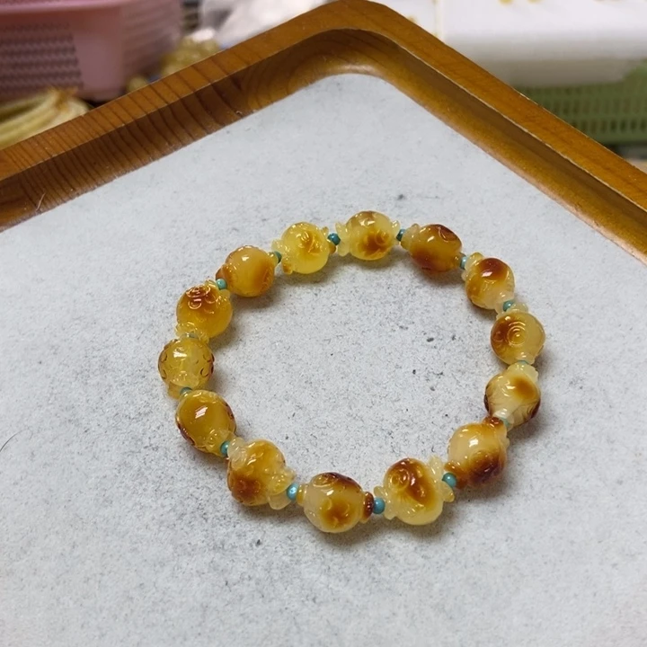 蜜蜡未镶嵌裸石手串