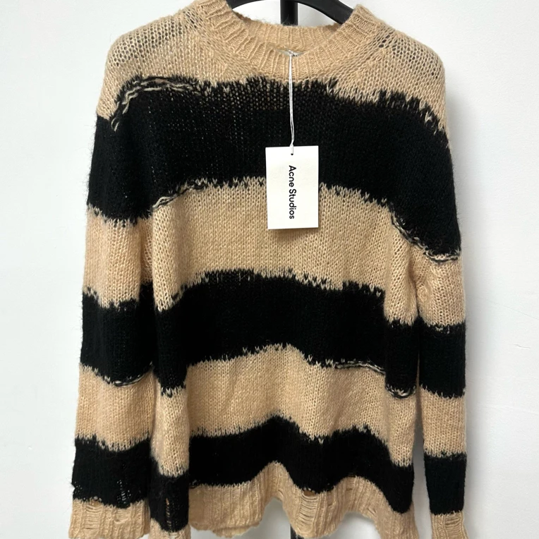 未使用 Acne studio 做旧破坏设计条纹毛衣Xxs码