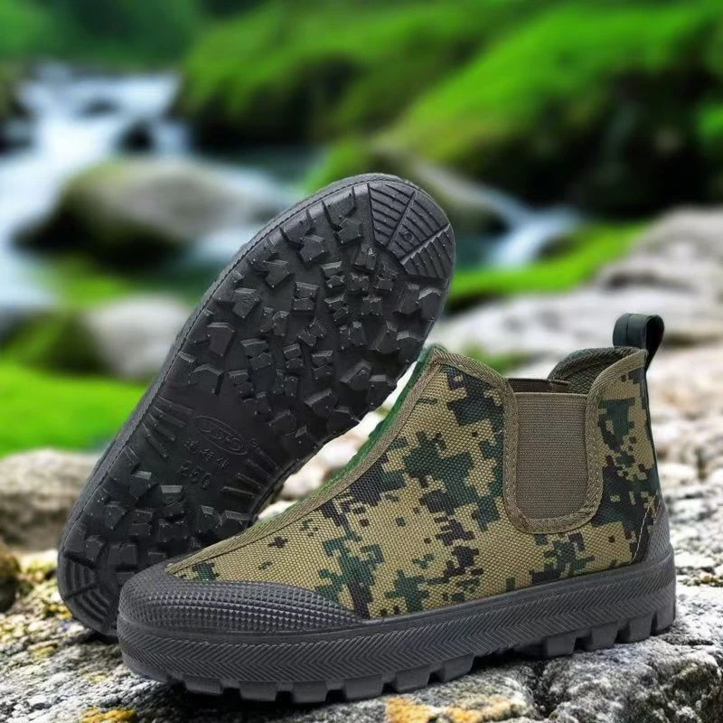 秋冬高帮劳保工作鞋加绒透气耐磨防滑解放鞋男女一脚蹬适用军胶鞋