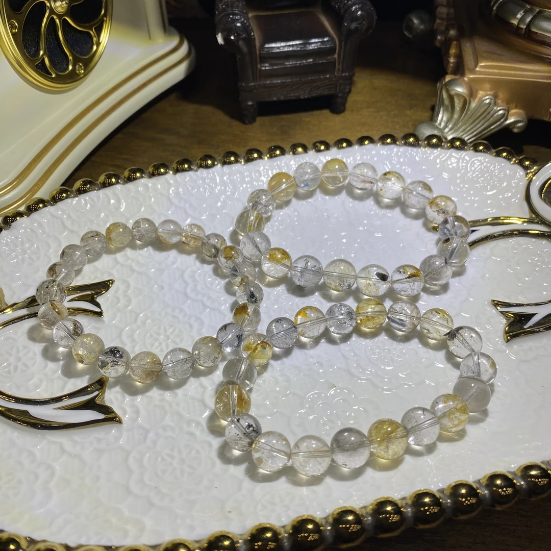 C695-高阶老矿料彩色共身闪灵水晶手链-能量放大器-多样性发其一