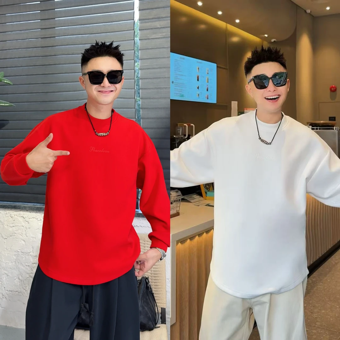 YULE语乐 7272空气层小火炉双面加绒加厚卫衣冬季弧摆长袖打底衫