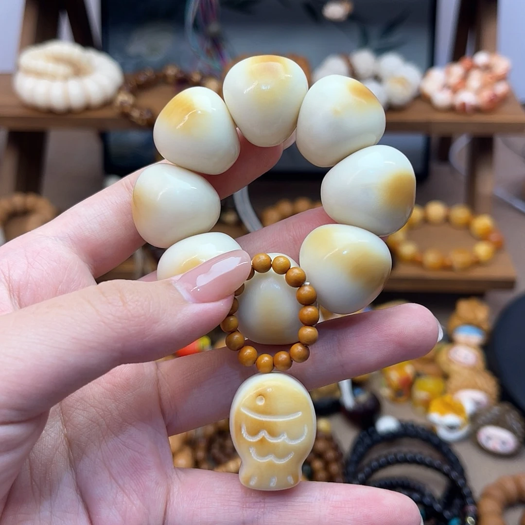 菩提根/象牙果手串l*j手捻搭配鲷鱼烧