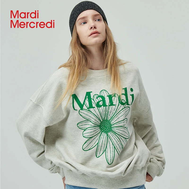 Mardi Mercredi【早秋穿搭】25年春款小雏菊印花卫衣宽松mardi卫衣