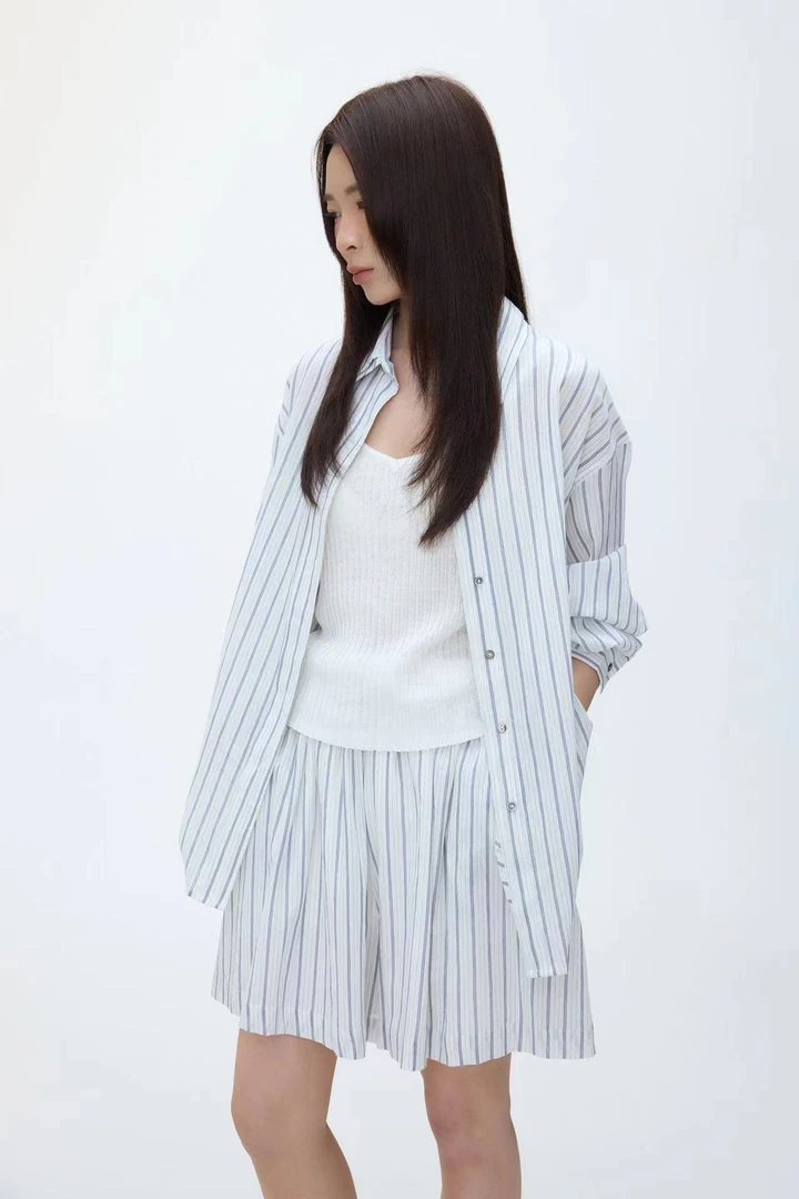 【NO退NO换】鑫燃KIKI 100棉高级感条纹时尚套装 91611 ET （F）