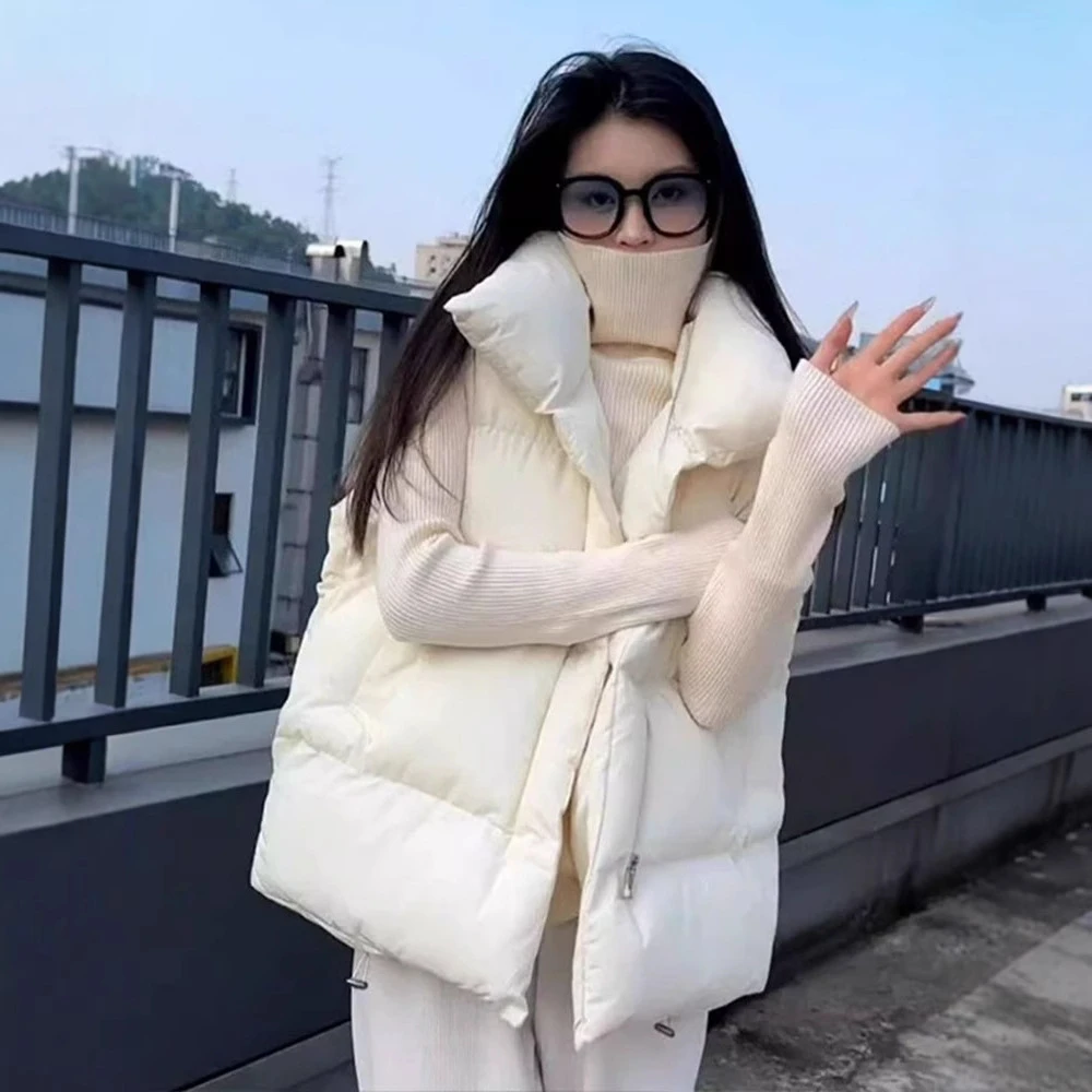 韩版立领短款羽绒服马甲女2024秋冬新款宽松简约百搭保暖背心外套