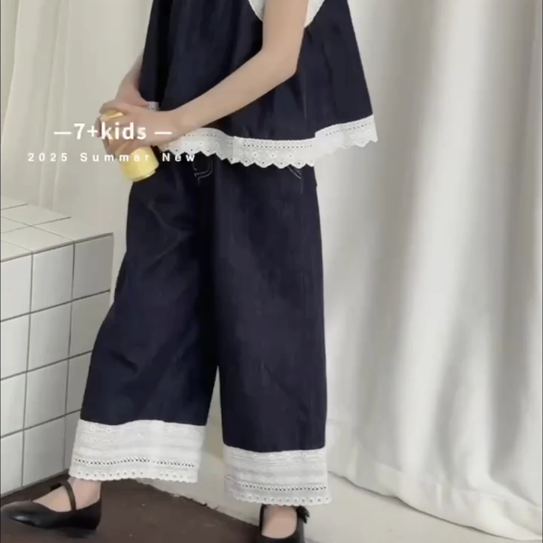 6661童装坎袖上衣牛仔套装