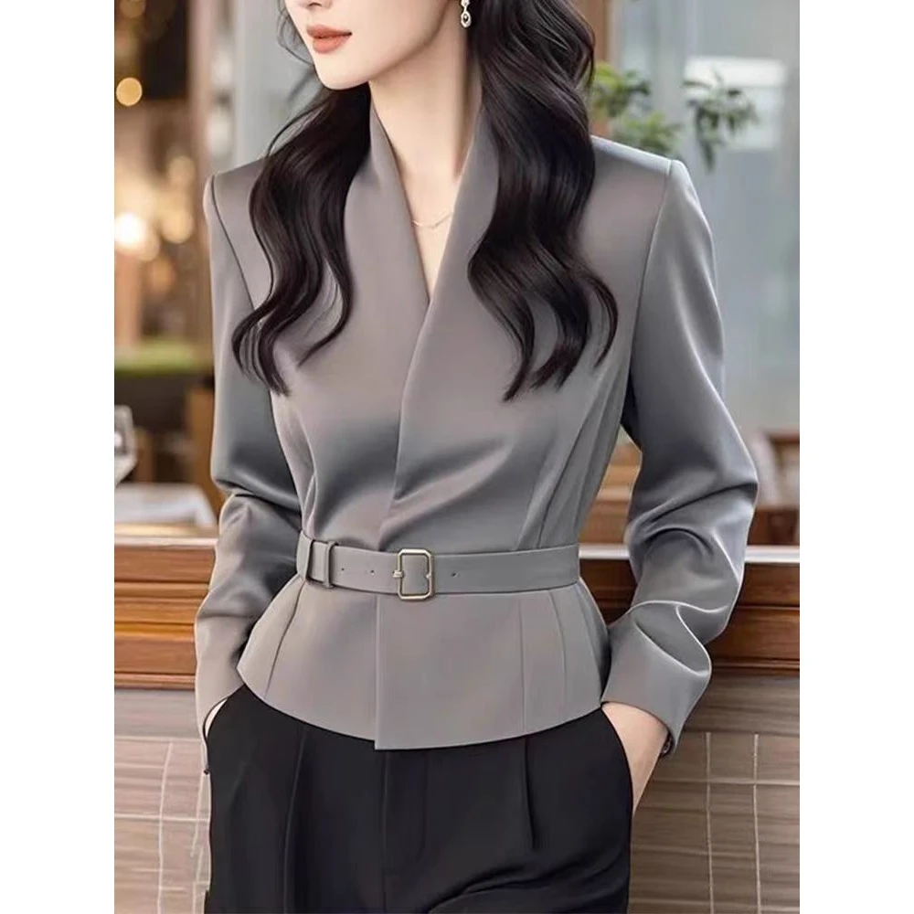小众设计感通勤气质衬衫女2025收腰显瘦内搭女士小衫修身