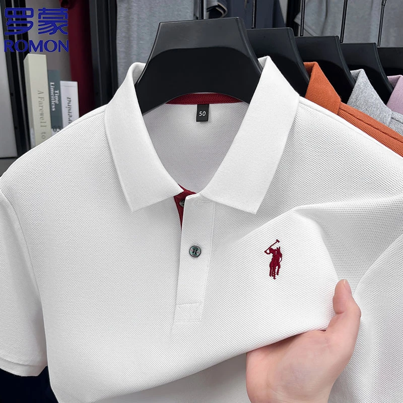 【100%甄选棉】罗蒙夏季新款纯棉短袖男士翻领POLO衫高级感男装上衣