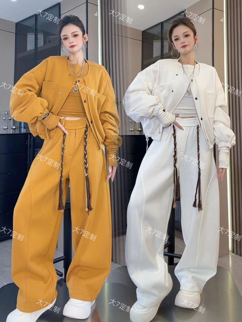 【大7定制】19283#加绒奥粒绒冬季新款松紧腰显瘦百搭休闲弯刀裤