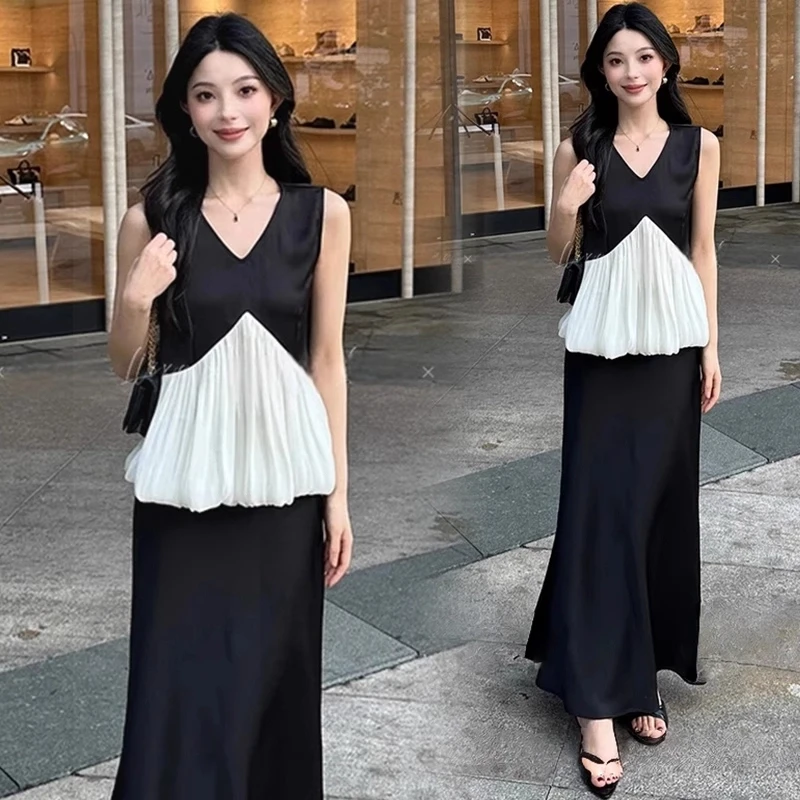 裙子套装女夏季洋气法式设计感显瘦新款宽松上衣半身裙两件套气质