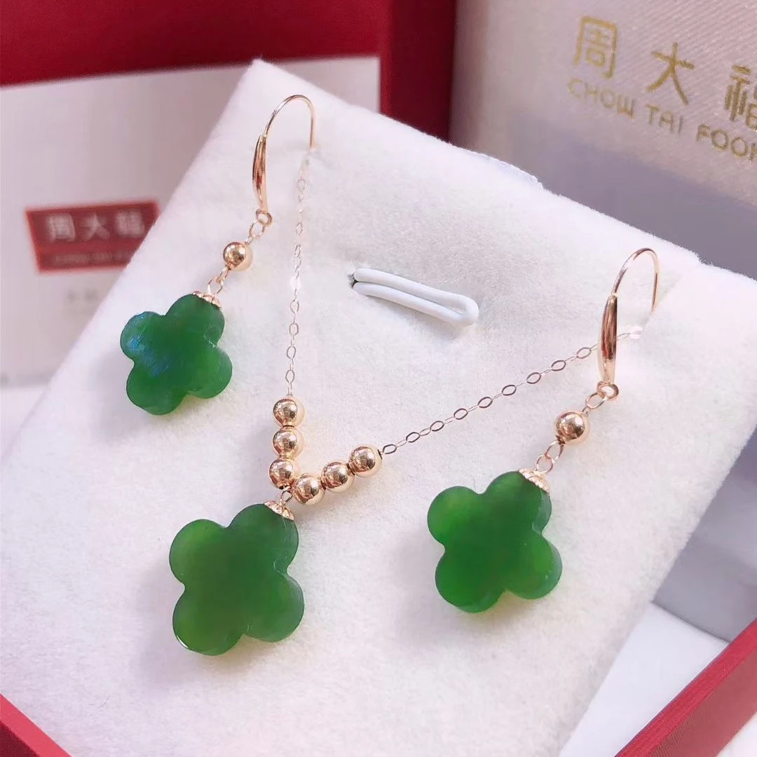 银木质吊坠 四叶草耳钩经典时尚设计