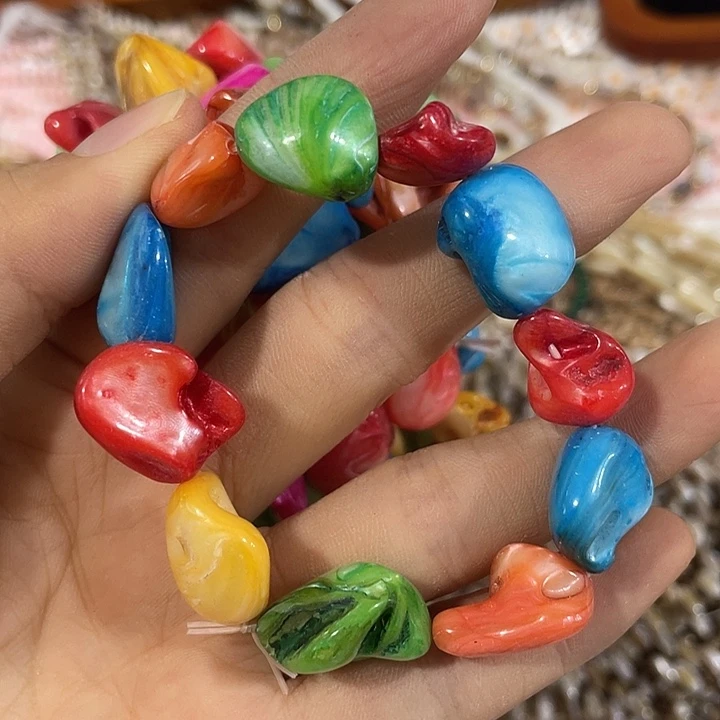 玛瑙/玉髓合金珠宝半成品4条彩色巴洛克牙子手链