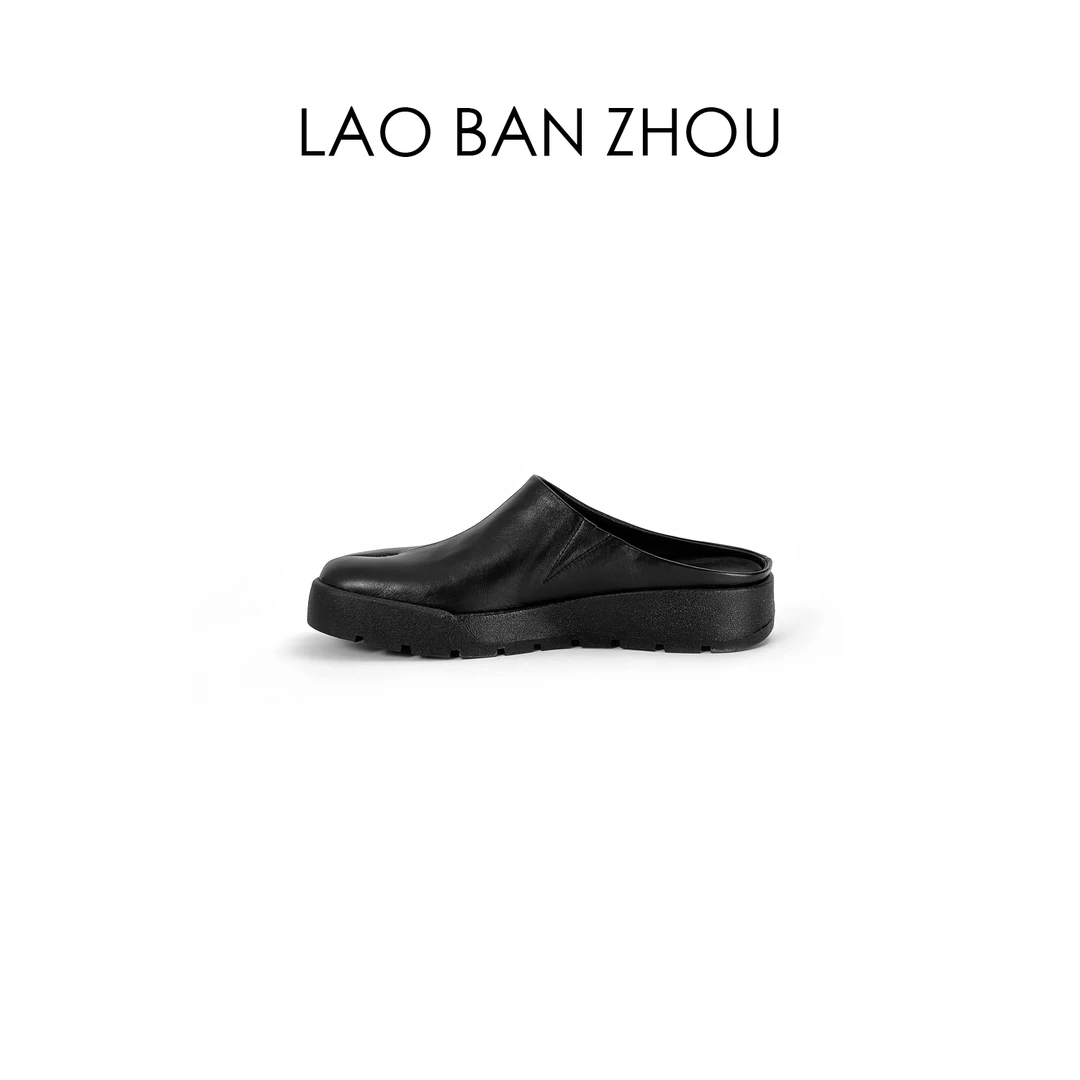 【老板周】舒适复古 春季新品包头厚底半拖百搭分趾鞋
