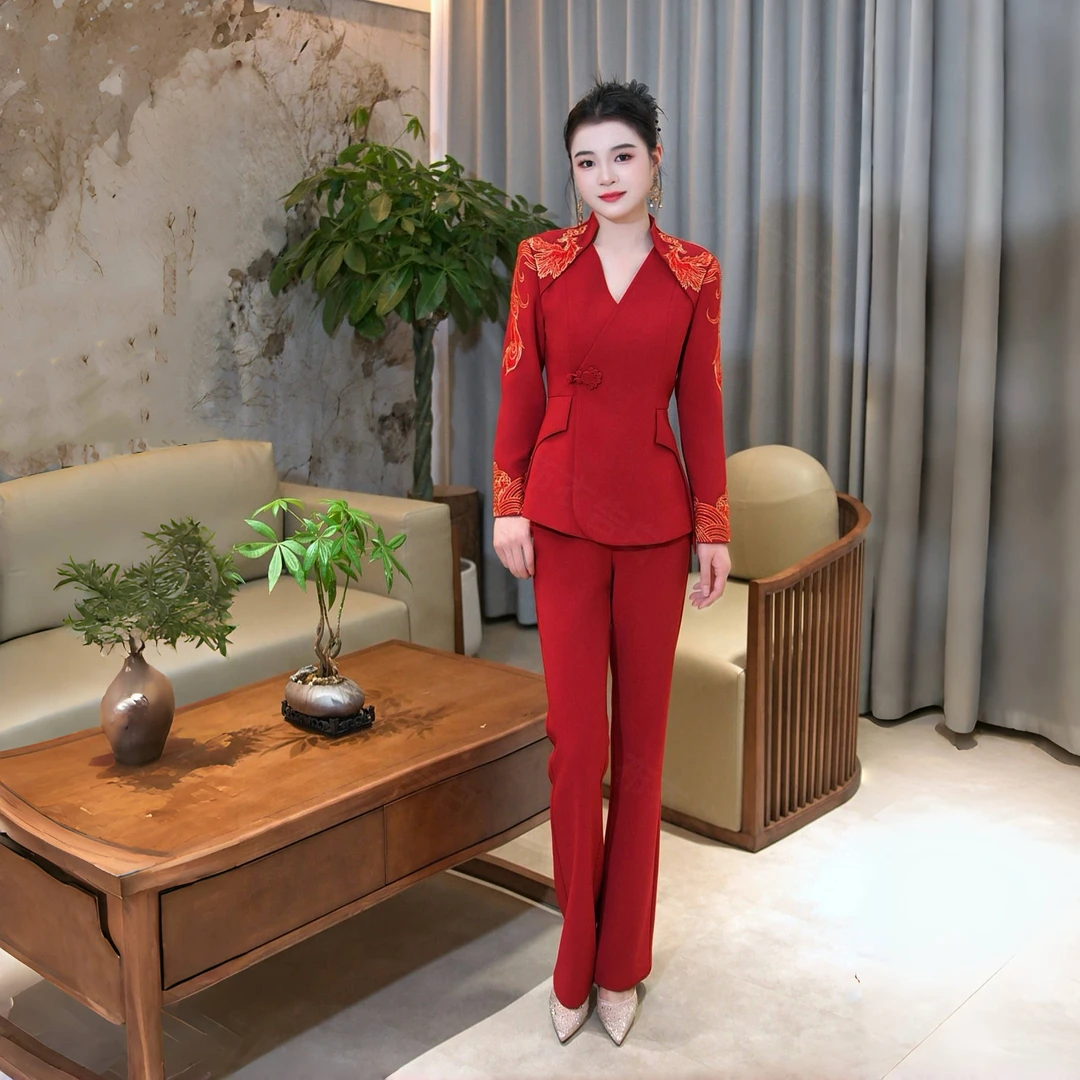 BYGB【双凤华彩】-2025秋季新款凤凰国风刺绣贵气重工套装女2911