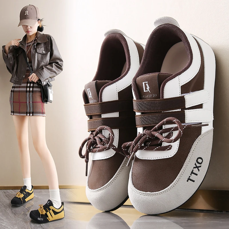 平底小白鞋女百搭小众德训鞋夏秋季2025新款休闲运动魔术贴韩版