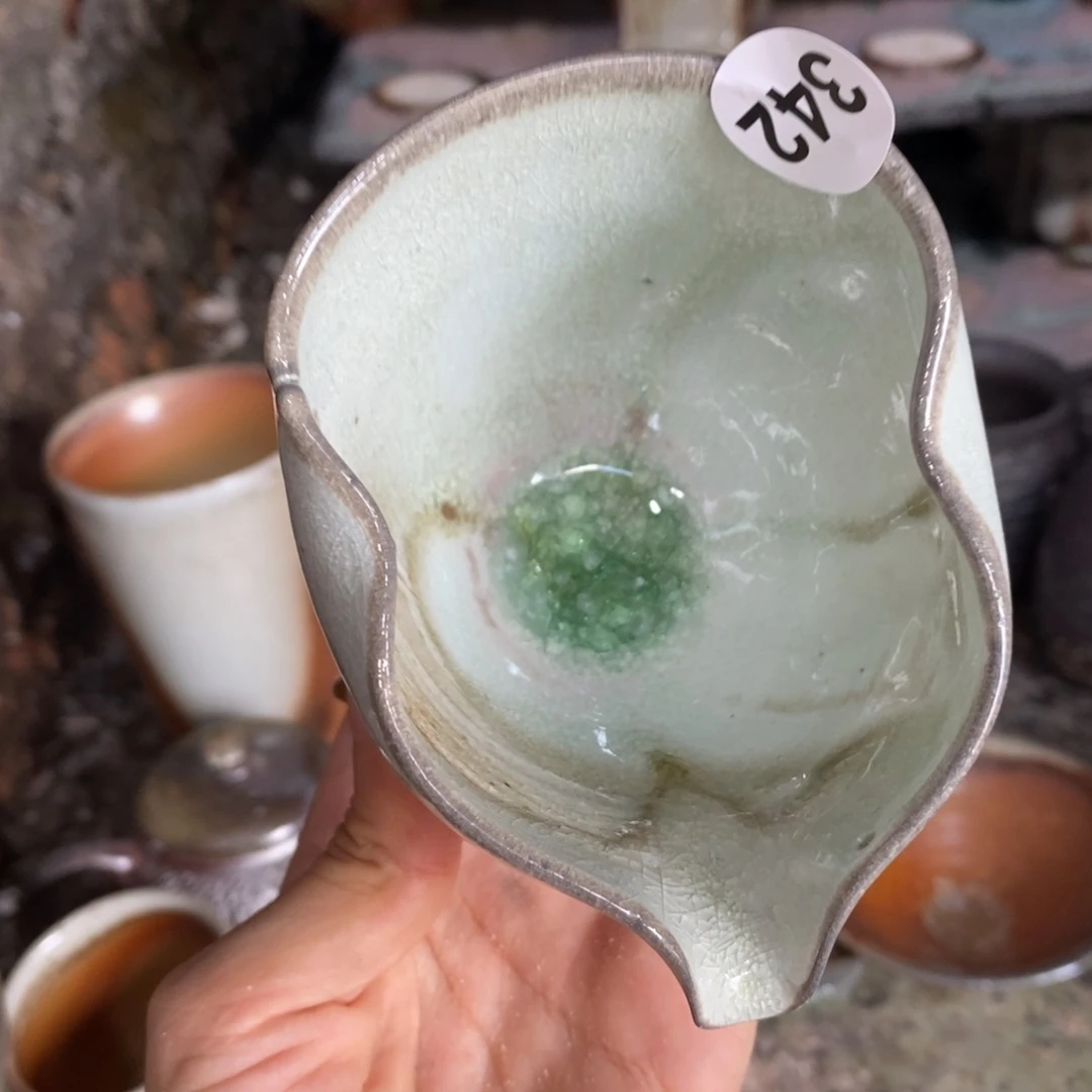 陶园柴烧精品高货342裂纹底部露白了