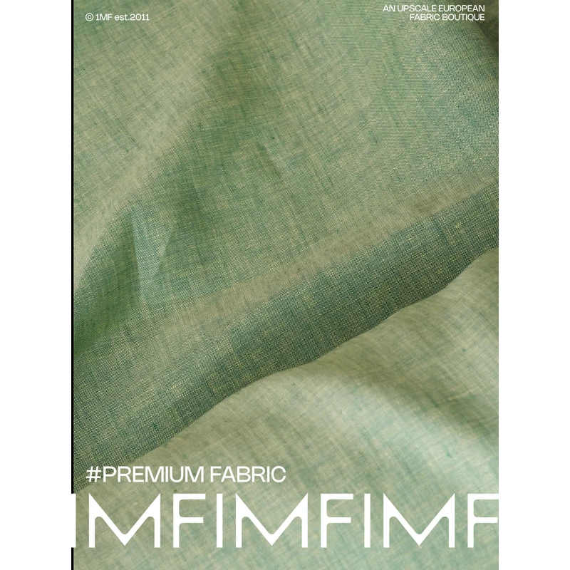 出口单 高支高密亚麻面料绿色幻色服装布料 幅宽138CM