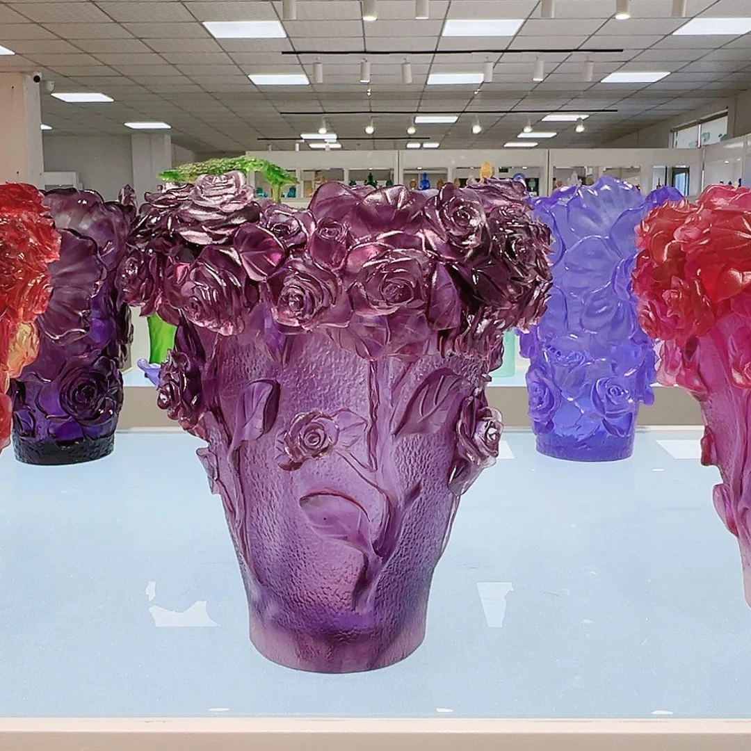 【闪购商品】手工艺品琉璃用玫瑰花花瓶