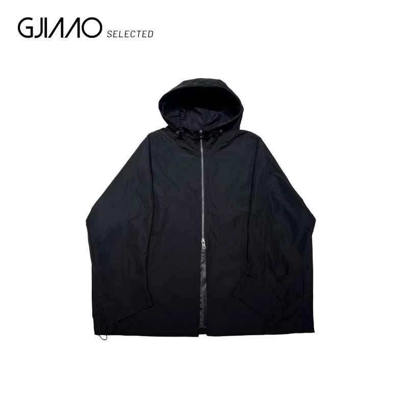 70001 帽抽绳半拉链风衣外套