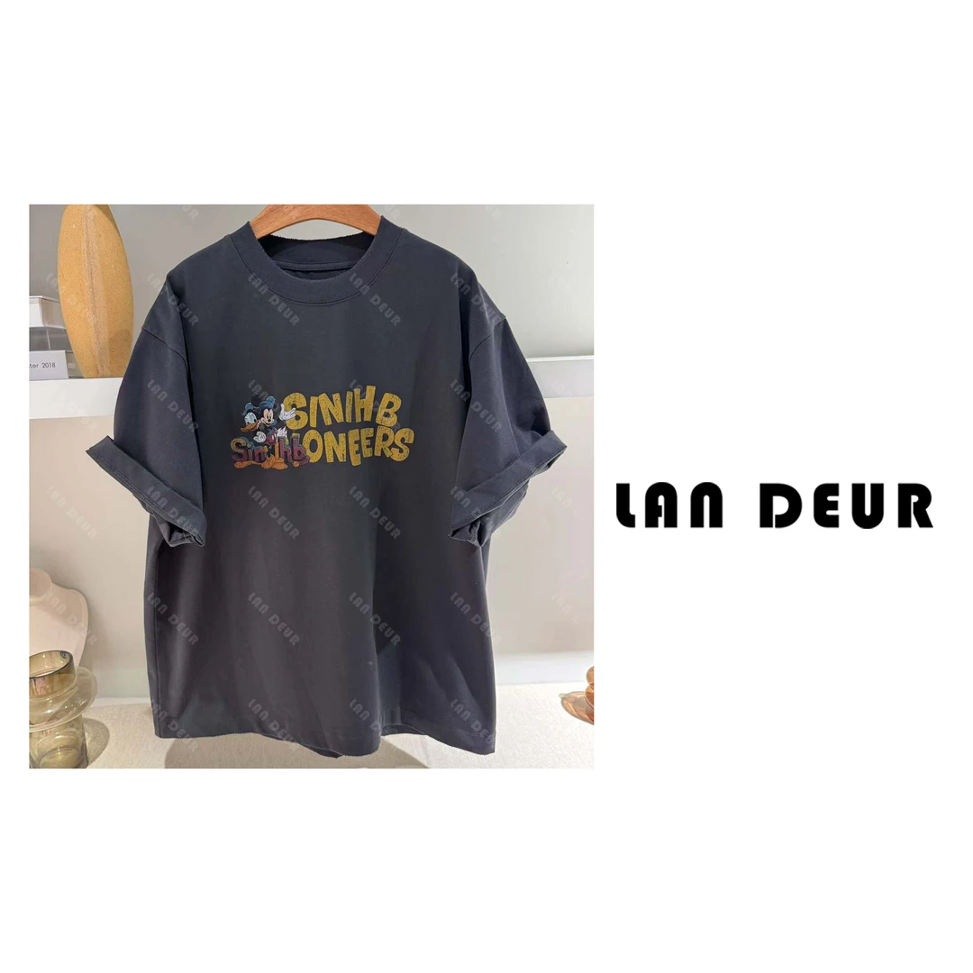 【夏日摩卡】时尚休闲水洗复古半袖中长款宽松夏季短袖T恤女上衣