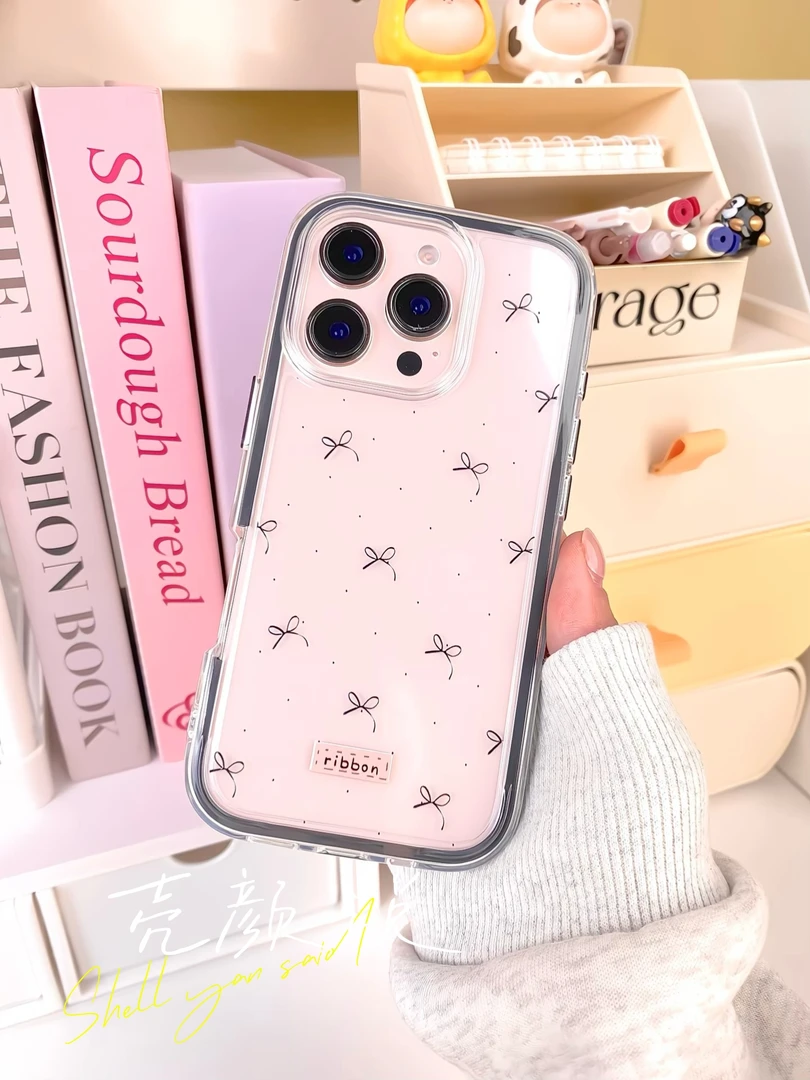 【黑波点蝴蝶结】苹果适用iphone16promax手机壳13/15/14/1211