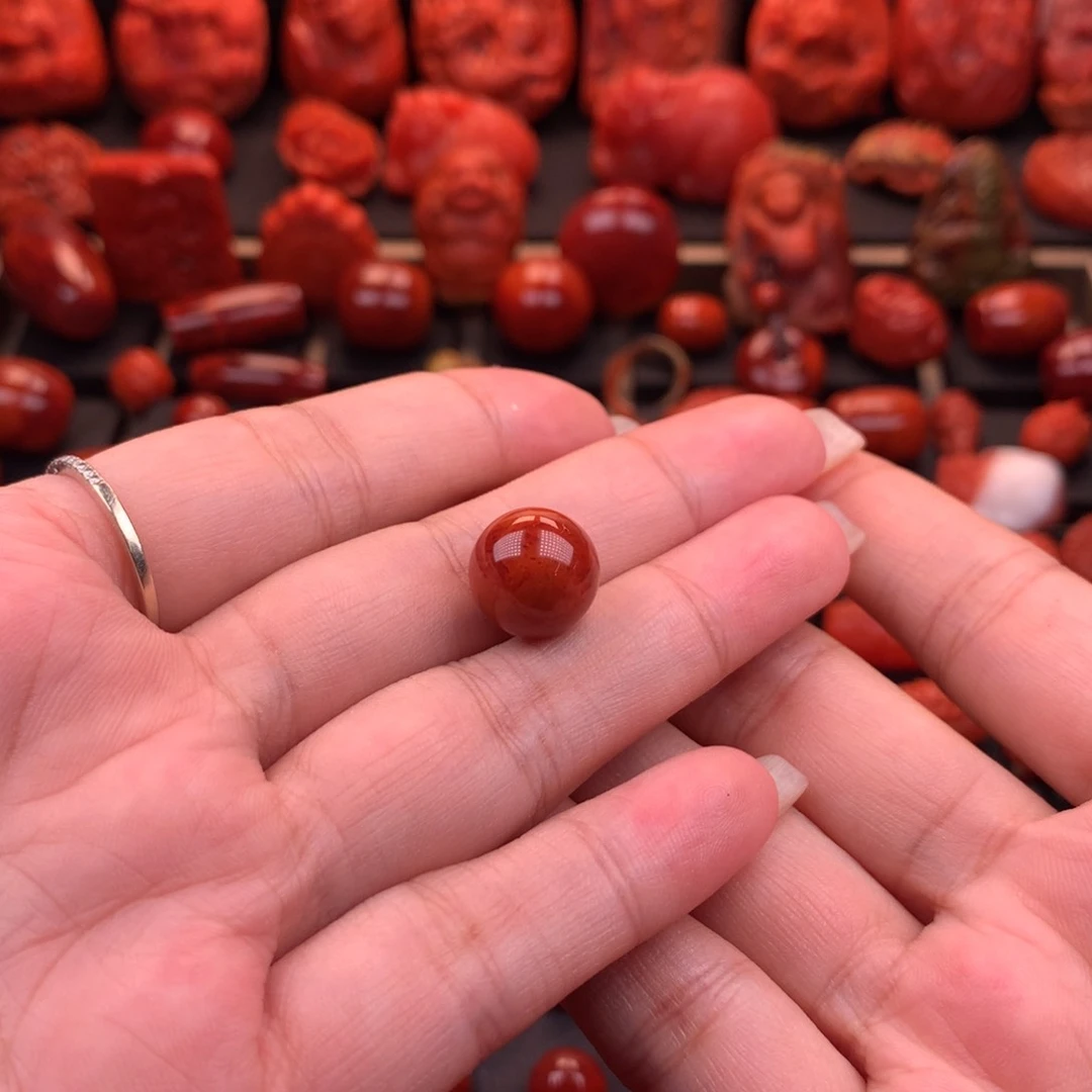 南红玛瑙南红川料原矿高品圆珠12.5mm未镶嵌?****～