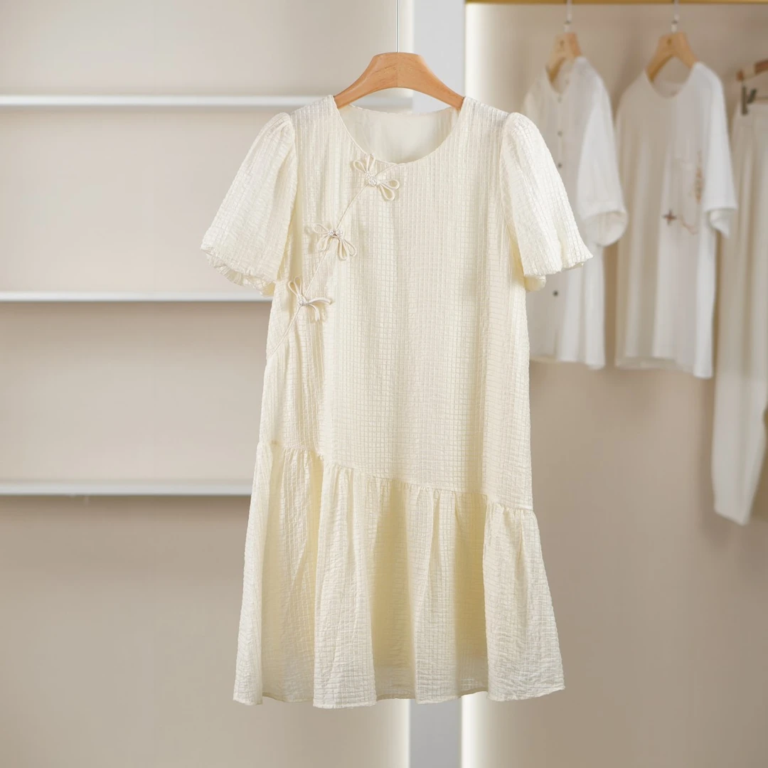 麦迪尚品【香】50721107 甜美泡泡袖连衣裙夏季女装专柜撤柜