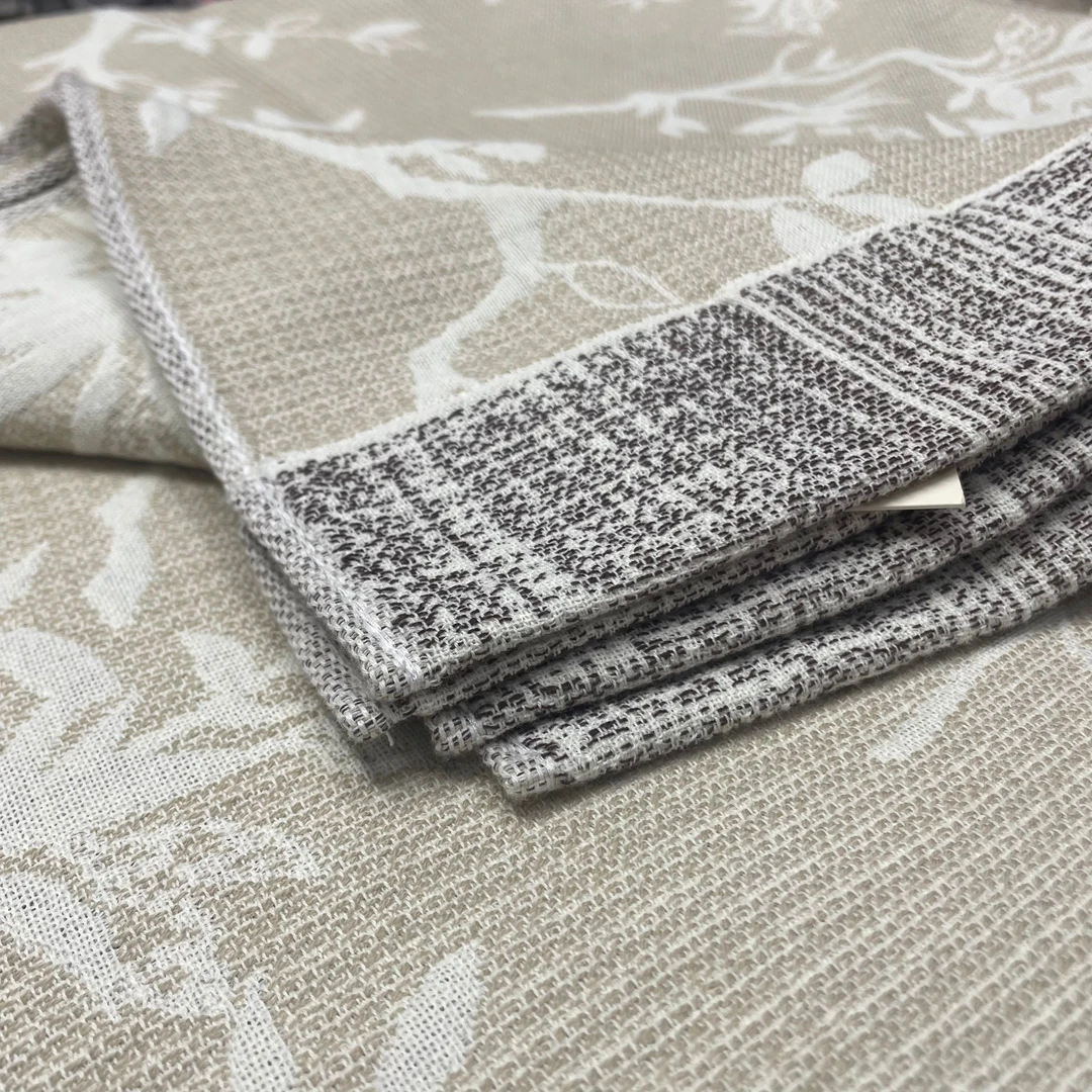 《元七猫-月枝影纱》罗布麻双人床盖床单盖毯加厚透气简约复古